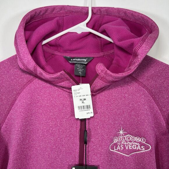 Landway Welcome To Fabulous Las Vegas Full Zip Hoodie Womens Size XL Pink NWT - Picture 2 of 11
